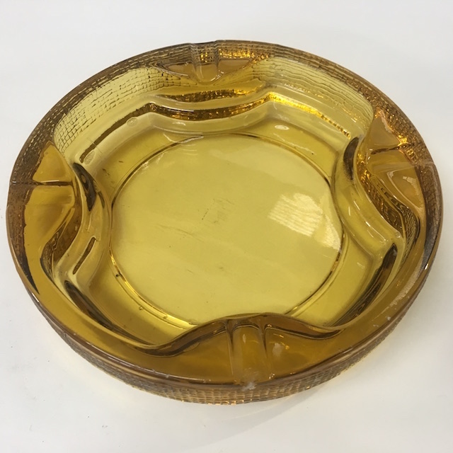 ASHTRAY, Glass - Amber Round Large